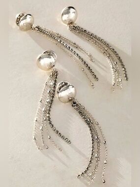 Free People Silver Fringe Chain Brooch Pin NWT Statement Jewelry Boho